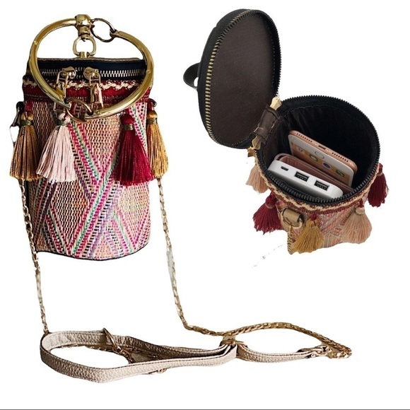 Cylindrical Woven Straw Bucket Crossbody Handbag/Shoul…Boho Chic Tassels - Picture 9 of 14